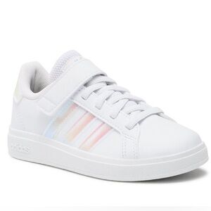 Adidas Grand Court Elastic Lace Velcro Strap holographic Sneakers Size 12